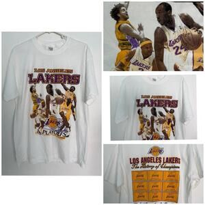 Los Angeles Lakers 2009 Playoffs Kobe Bryant Double Side White T Shirt Large